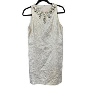 Maggy London Women's Metallic Gold Jacquard Weave Shift Dress Size 6